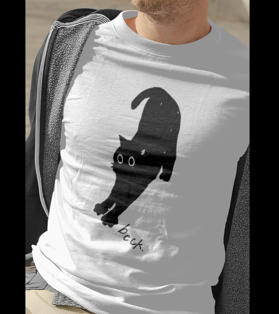Beck Stretching Cat Silhouette Black Outline T-Shirt