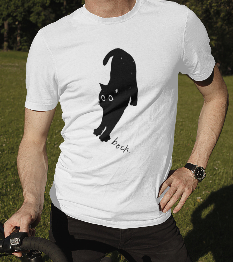 Beck Stretching Cat Silhouette Black Outline T-Shirt