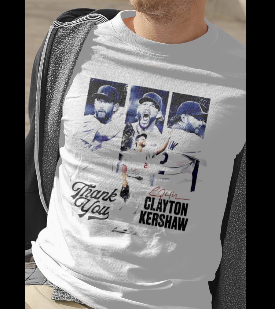 Clayton Kershaw Los Angeles Dodgers Thank You Signature Cursive T-Shirt
