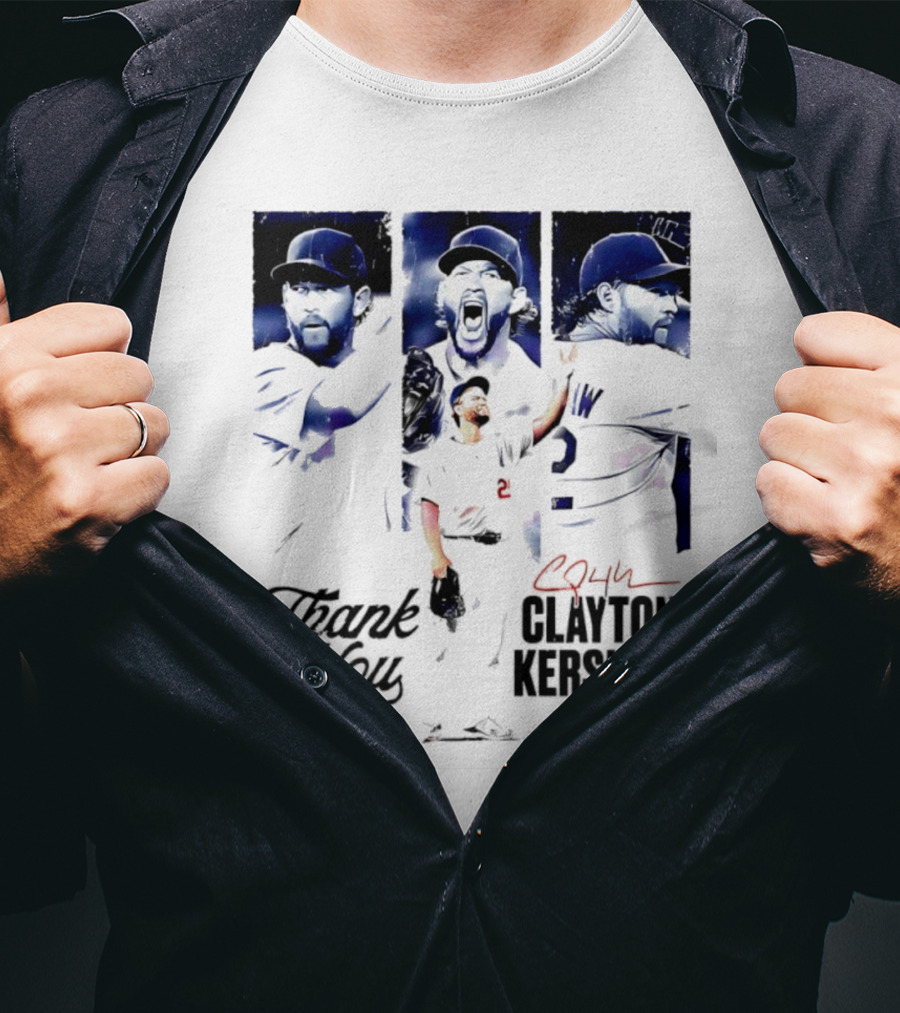 Clayton Kershaw Los Angeles Dodgers Thank You Signature Cursive T-Shirt