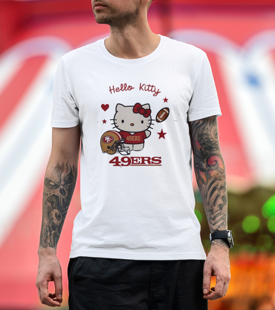 Hello Kitty 49ers Collaboration San Francisco Football Helmet T-Shirt