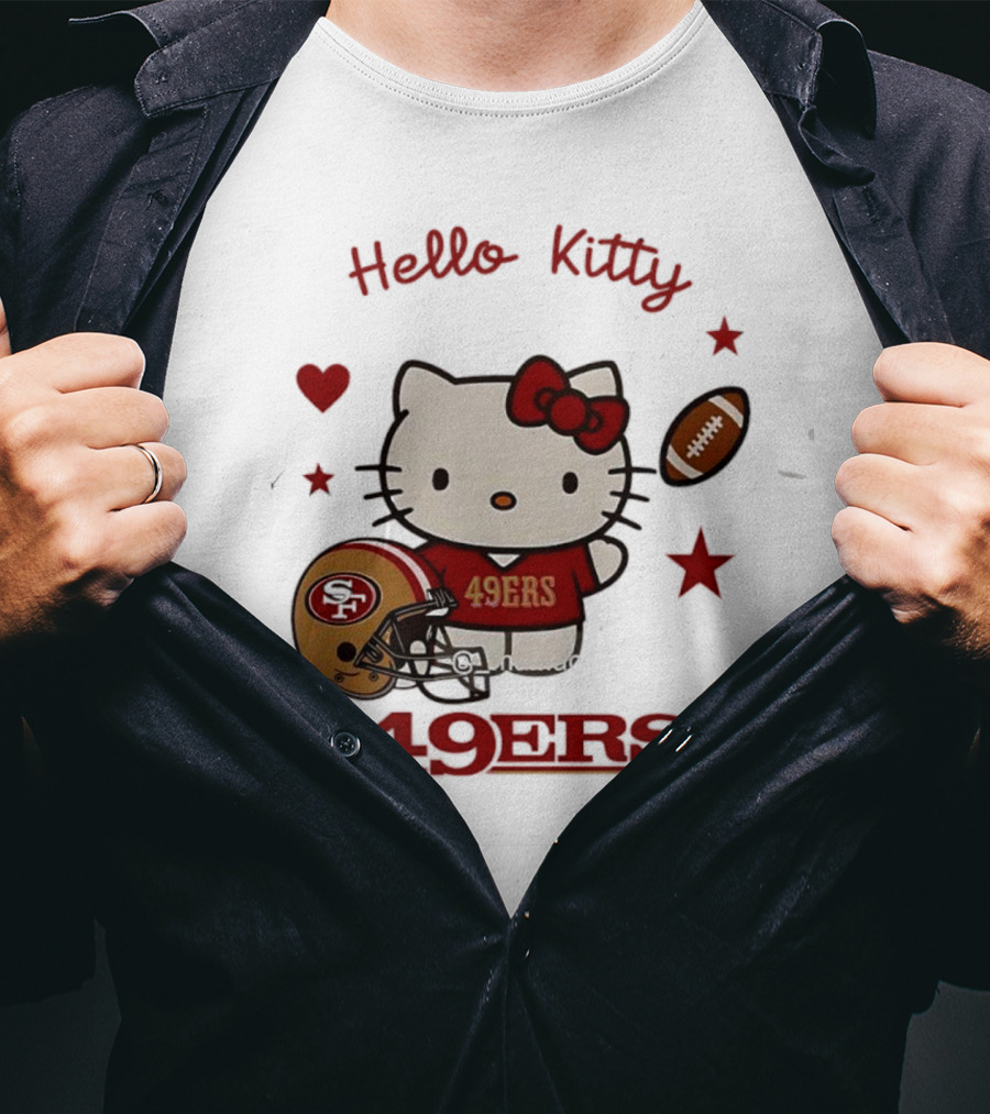 Hello Kitty 49ers Collaboration San Francisco Football Helmet T-Shirt