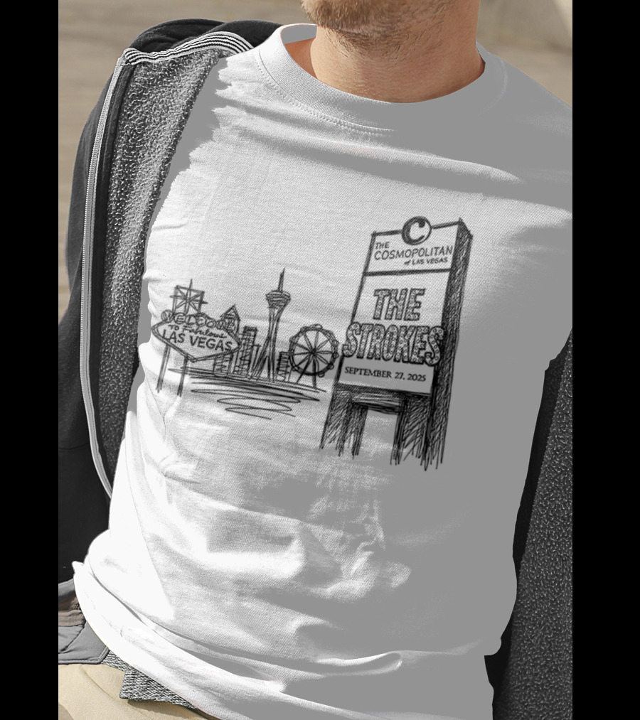 Las Vegas Landmarks Neon Sign Skyline 2025 T-Shirt