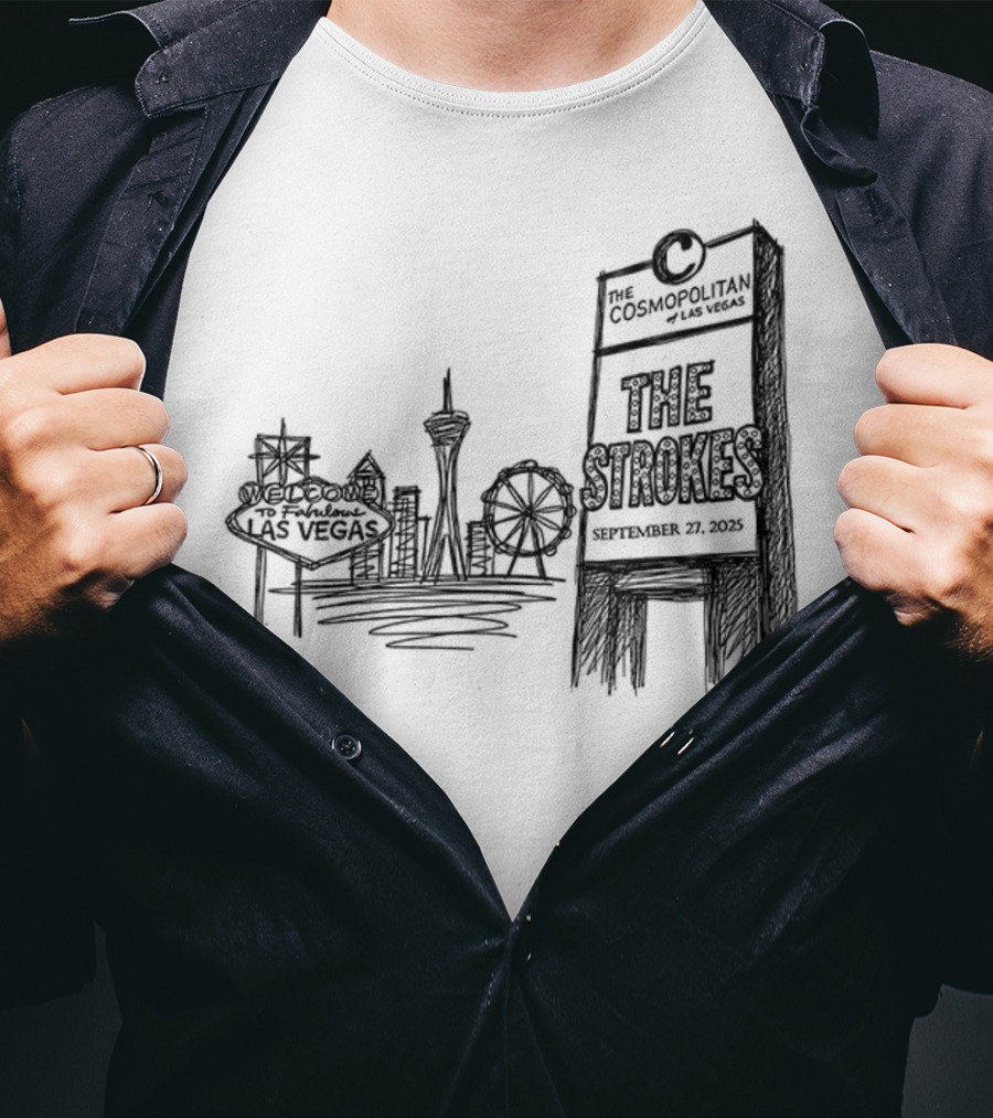 Las Vegas Landmarks Neon Sign Skyline 2025 T-Shirt