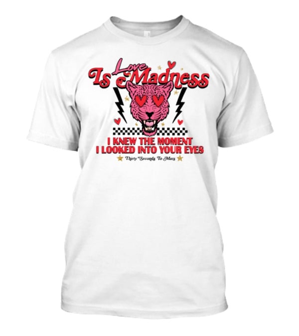 Love Is Madness I Knew The Moment I Looked Into Your Eyes Leopard Hearts T-Shirt