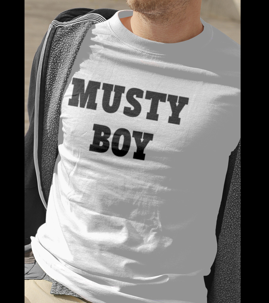 Musty Boy Fun Doodle Typography Hand-Drawn Sketch Style T-Shirt