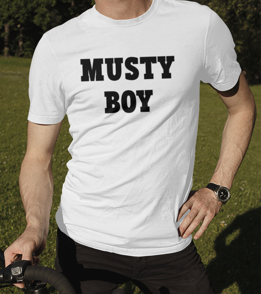 Musty Boy Fun Doodle Typography Hand-Drawn Sketch Style T-Shirt