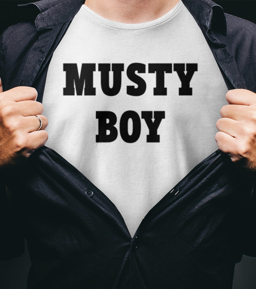 Musty Boy Fun Doodle Typography Hand-Drawn Sketch Style T-Shirt