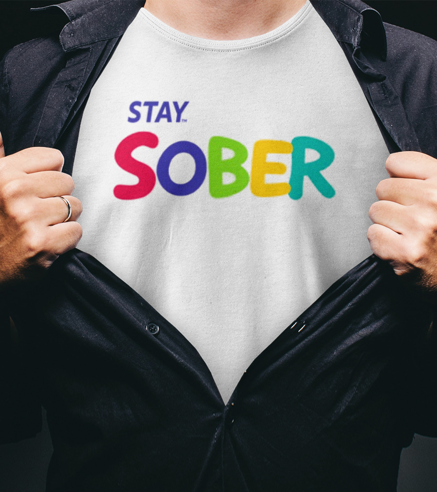Stay Sober Bright Colorful Text Gaming T-Shirt