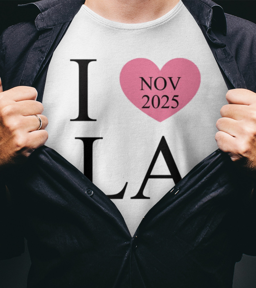 I Love LA Nov 2025 Heart Pink T-Shirt
