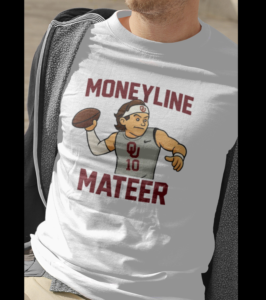 Moneyline Mateer OU Football Throwing Action T-Shirt