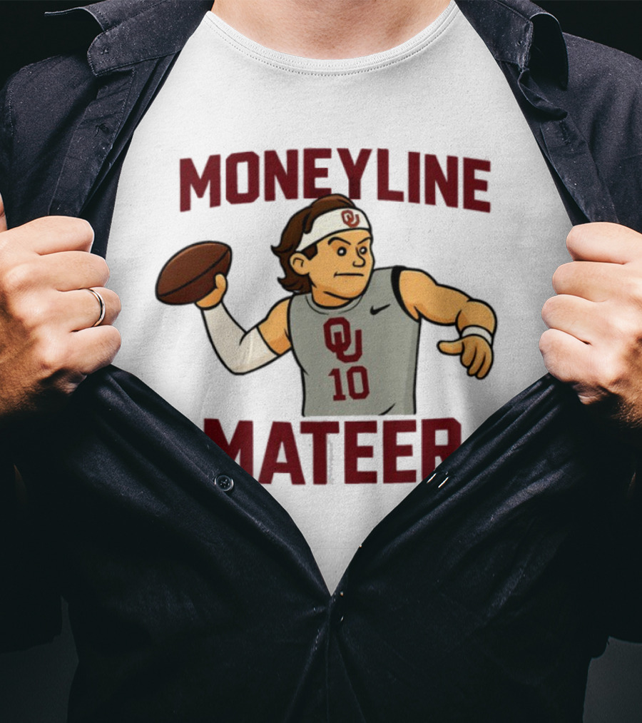 Moneyline Mateer OU Football Throwing Action T-Shirt