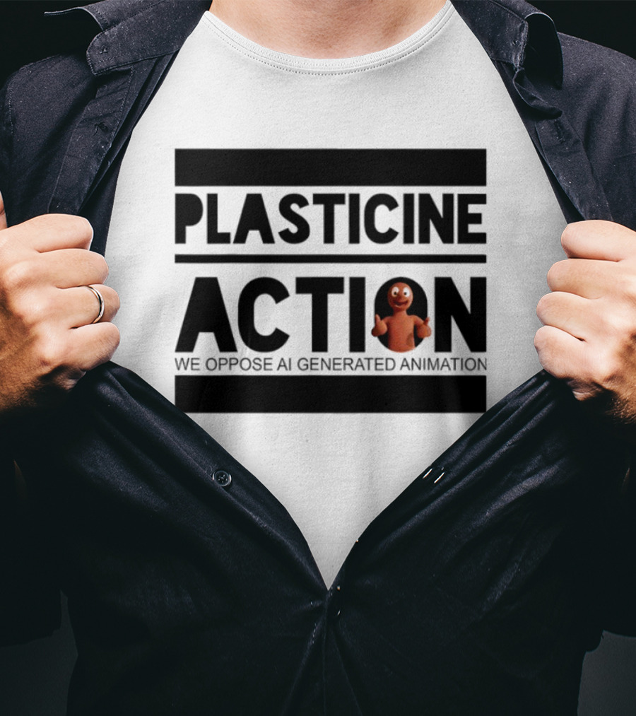 Plasticine Action We Oppose AI Generated Animation Claymation Thumbs Up T-Shirt