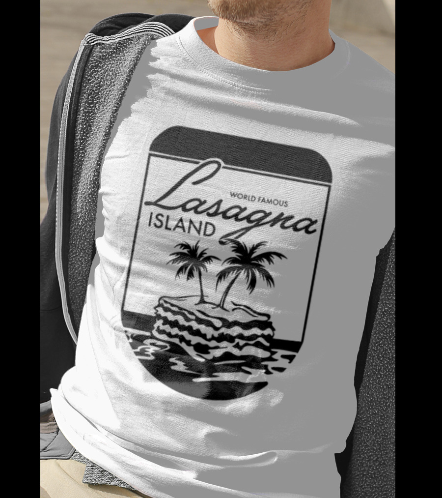 World Famous Lasagna Island Cat Cartoon Comic Humor Retro Style T-Shirt