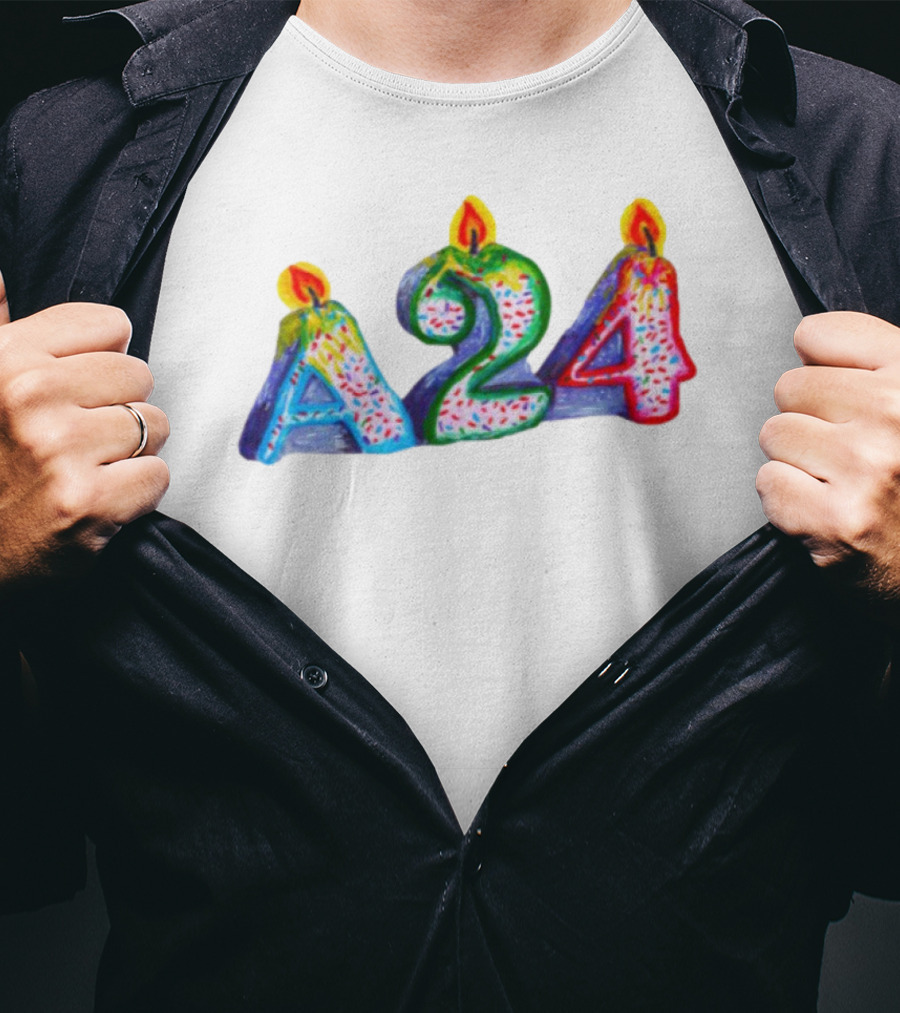 A24 Birthday Candle Celebration Event Festive Candles T-Shirt