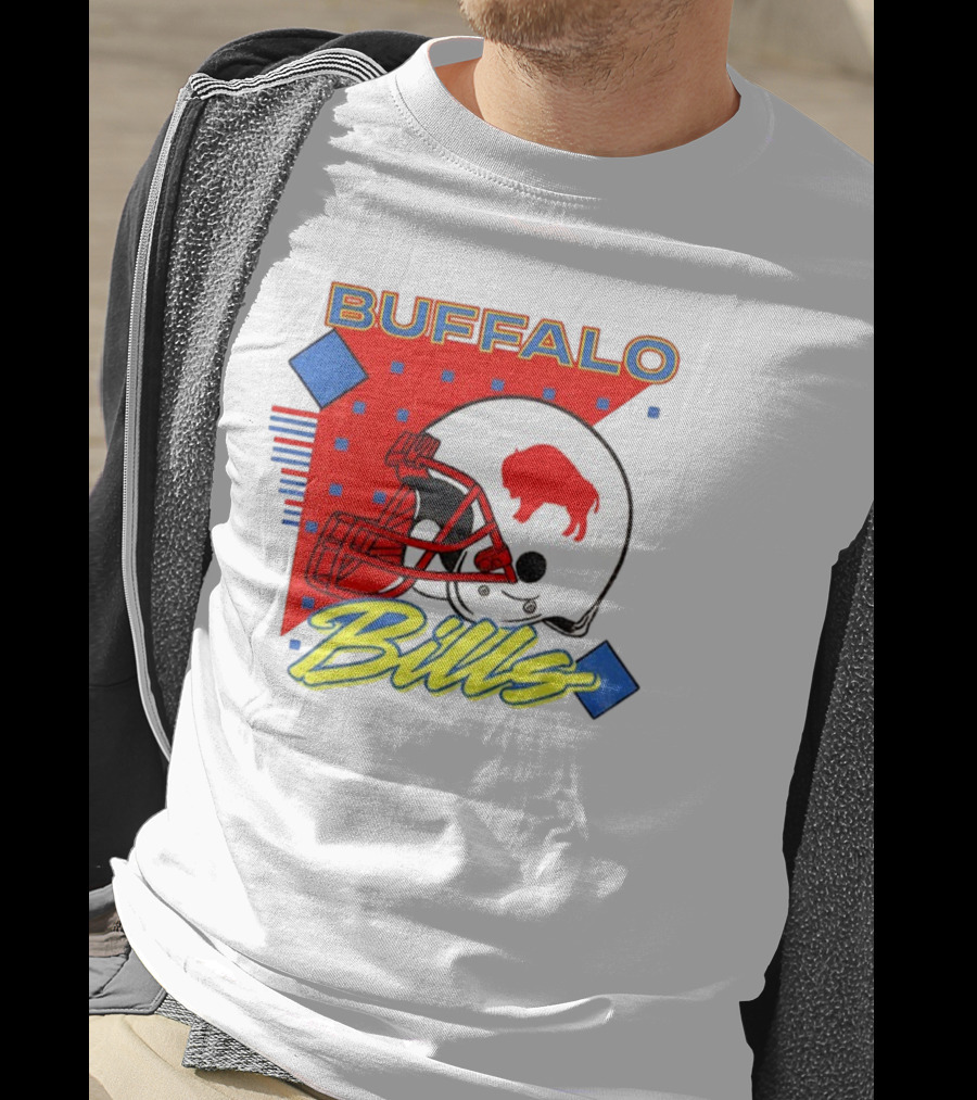 Buffalo Bills 90s Style Football Helmet Retro NFL Game Day T-Shirt