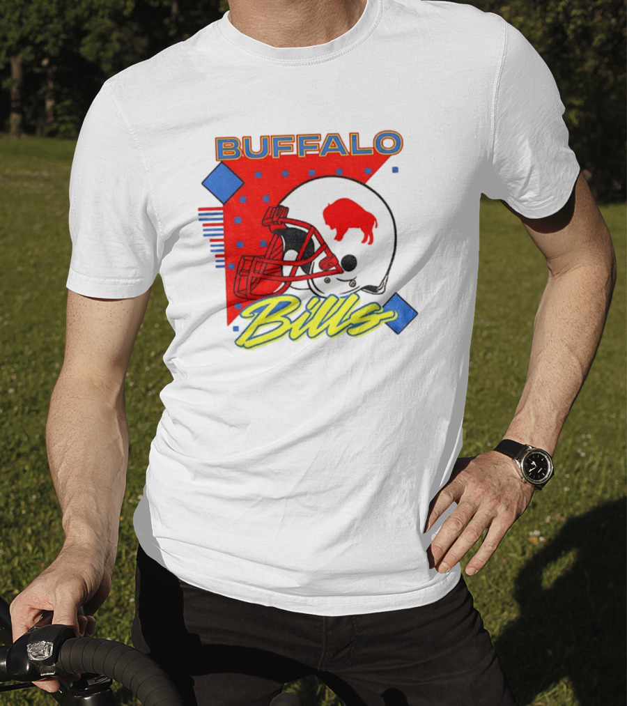 Buffalo Bills 90s Style Football Helmet Retro NFL Game Day T-Shirt