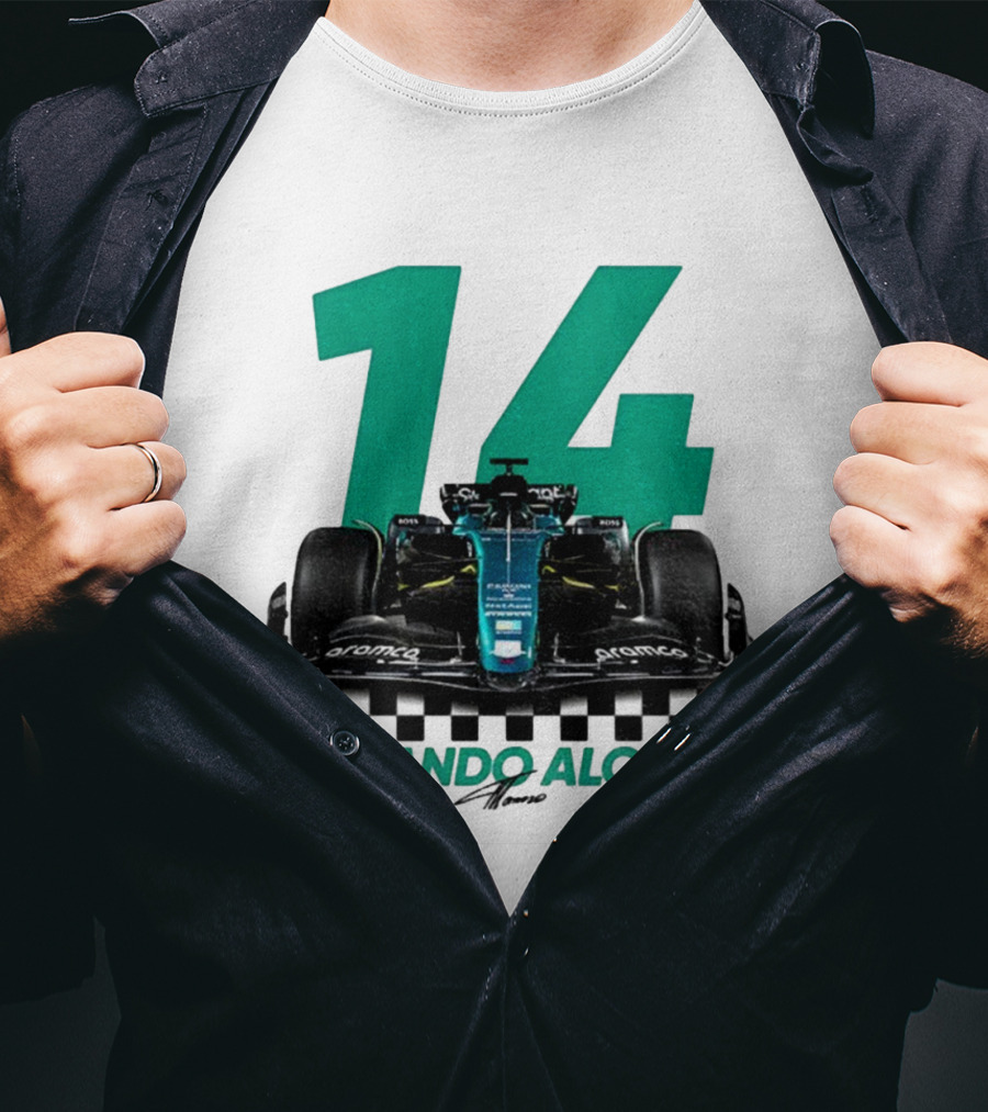 Fernando Alonso 14 F1 Racing Legend Signature Motorsport Fan T-Shirt