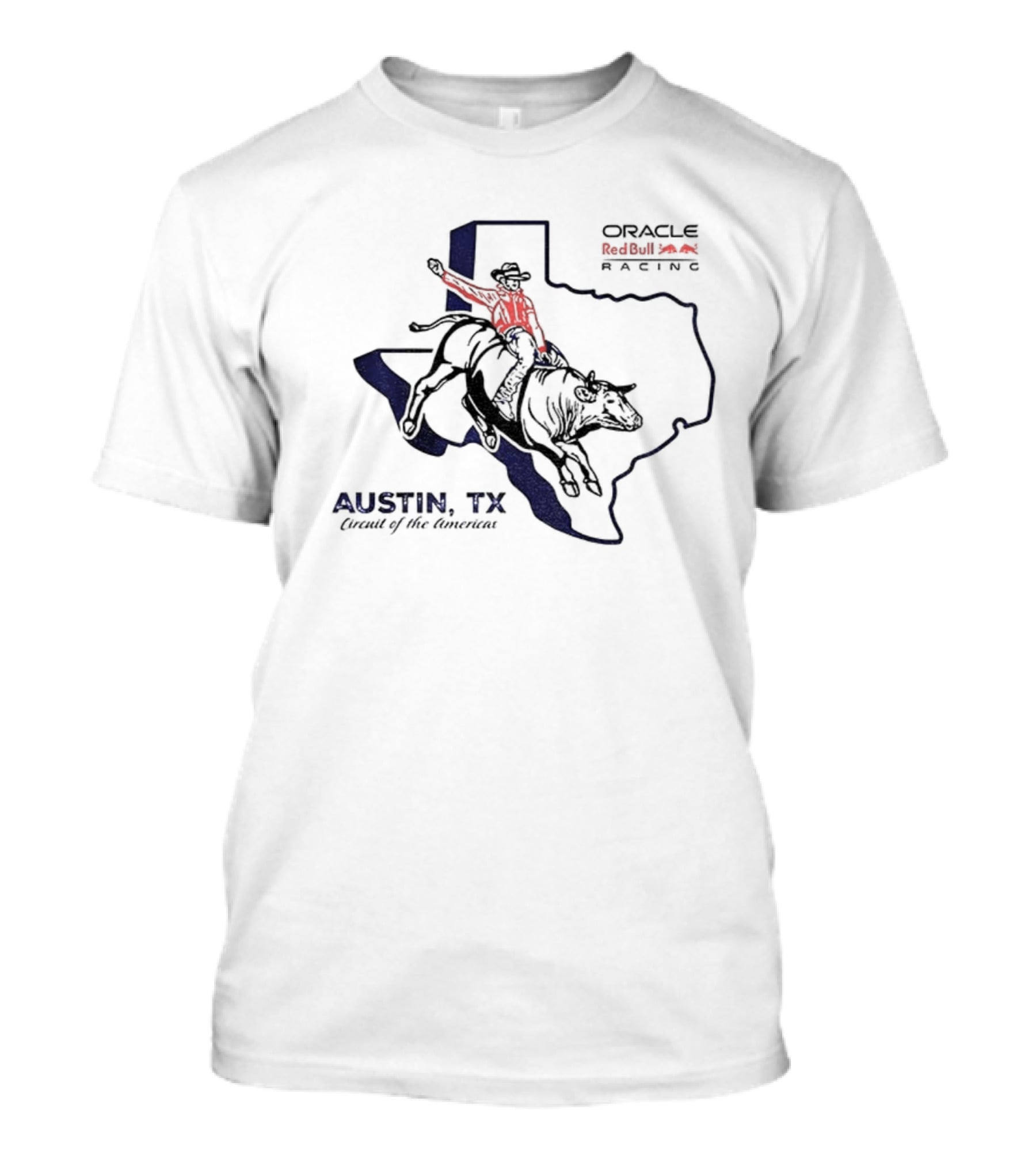 Oracle Red Bull Racing Austin TX Circuit Of The Americas Cowboy Bull Riding Texas Outline T-Shirt