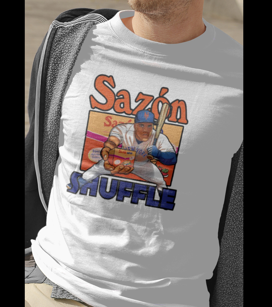 New York Sazón Goya Baseball Player Shuffle T-Shirt
