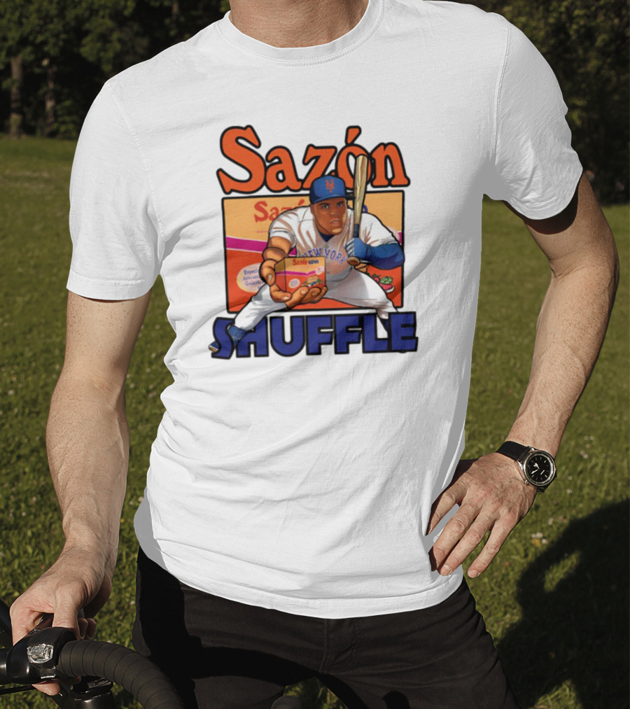 New York Sazón Goya Baseball Player Shuffle T-Shirt