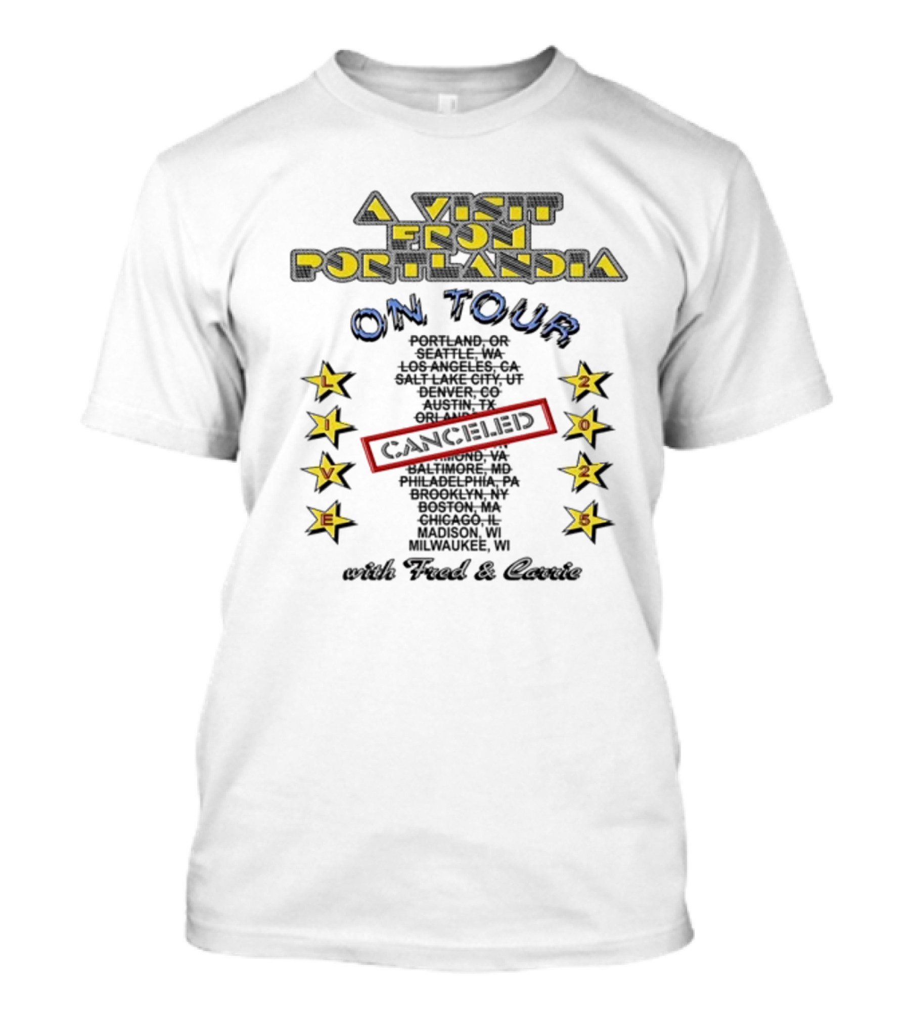 A Visit From Portlandia On Tour 2025 Fred And Carrie Wisconsin Live Show Stars T-Shirt