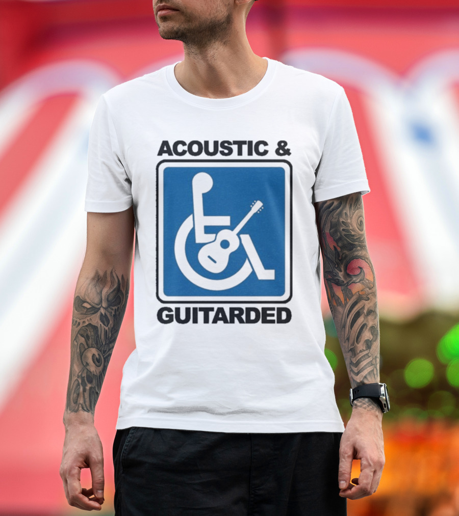 Acoustic And Guitarded Wheelchair Symbol Guitar Icon T-Shirt