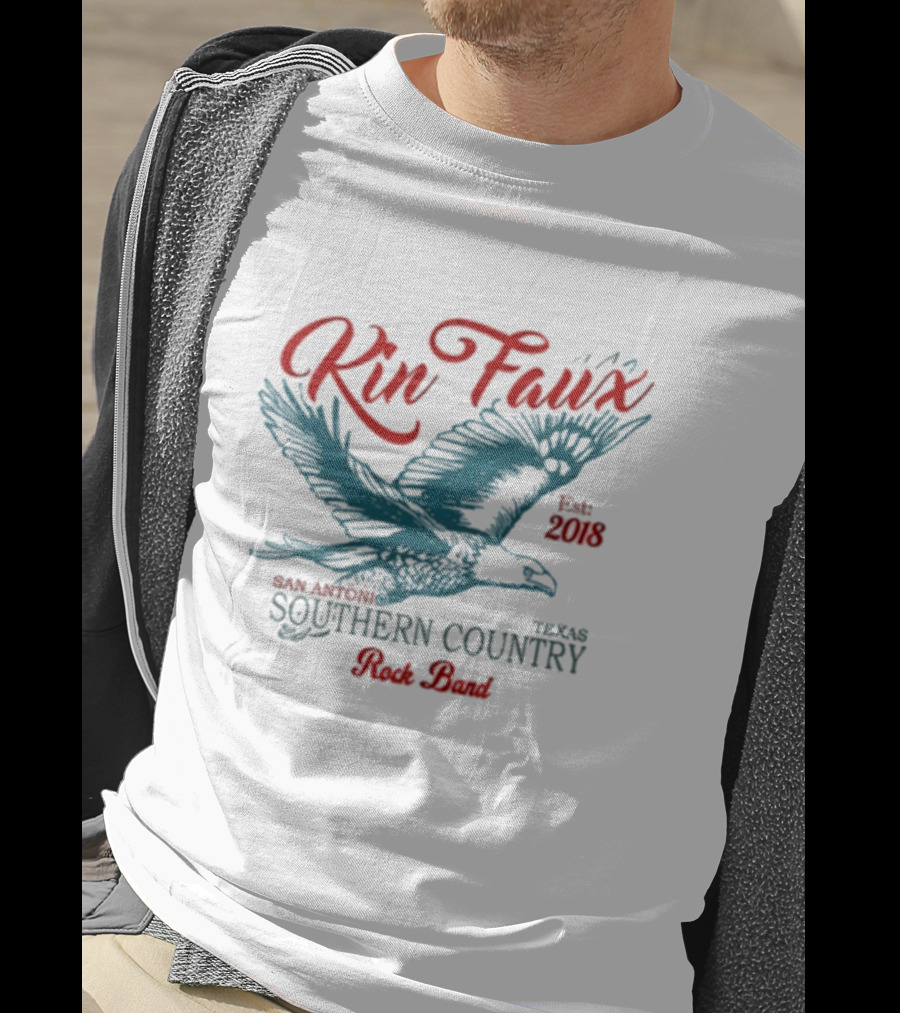 Kin Faux Southern Country Rock Band San Antonio Texas Eagle Est 2018 T-Shirt