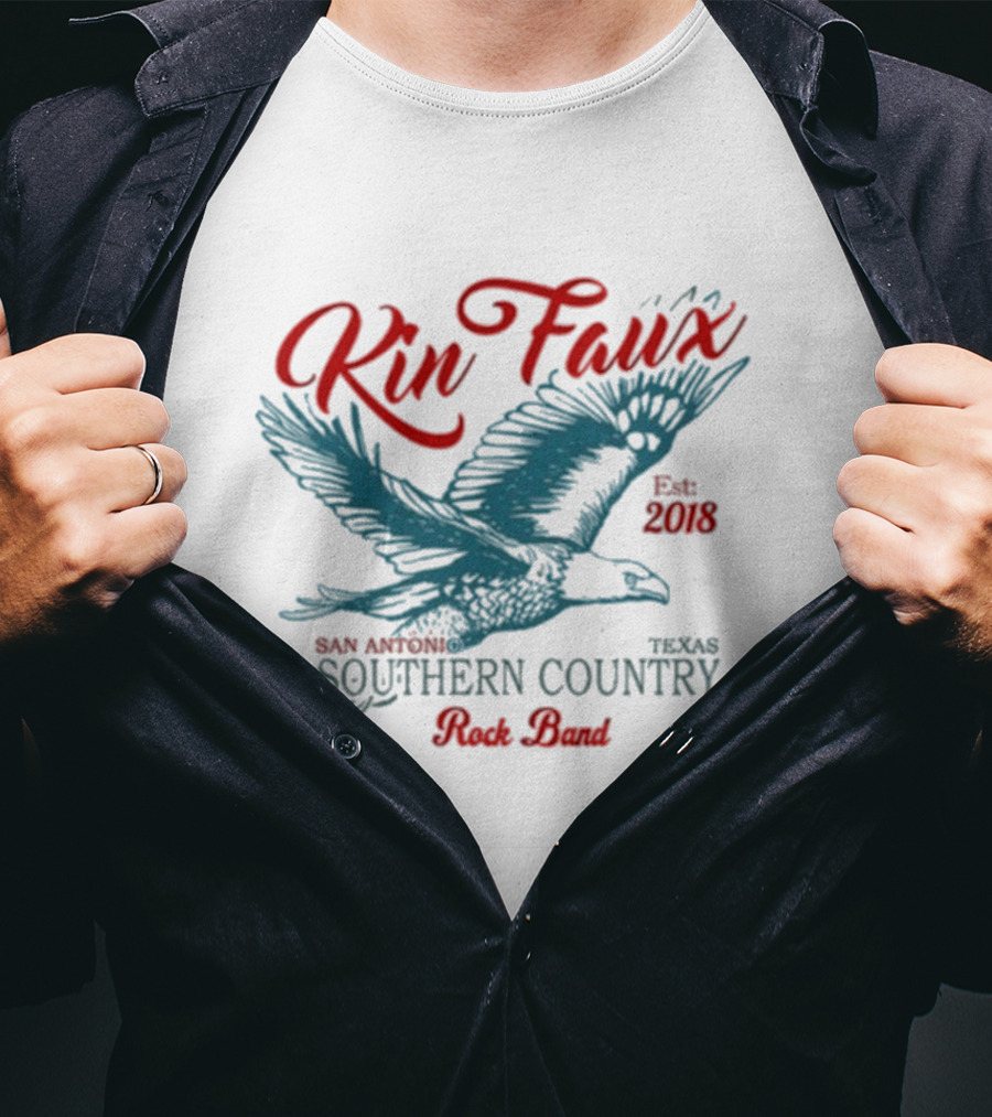 Kin Faux Southern Country Rock Band San Antonio Texas Eagle Est 2018 T-Shirt
