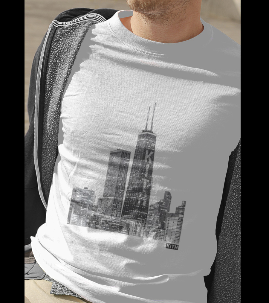 Kith Chicago Skyline Merchandise Featuring Iconic Skyscraper Artwork T-Shirt