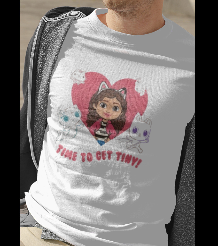 Time To Get Tiny Gabby’s Dollhouse Heart And Cats Characters T-Shirt