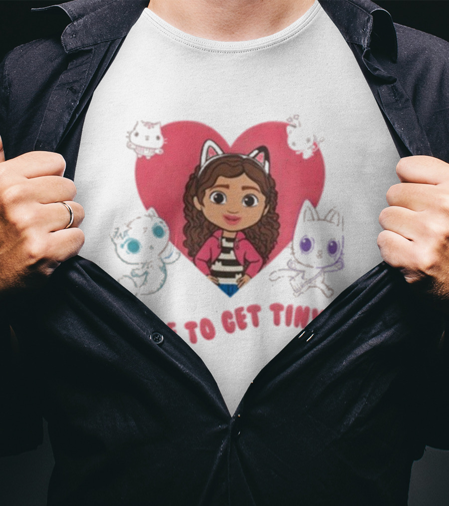 Time To Get Tiny Gabby’s Dollhouse Heart And Cats Characters T-Shirt