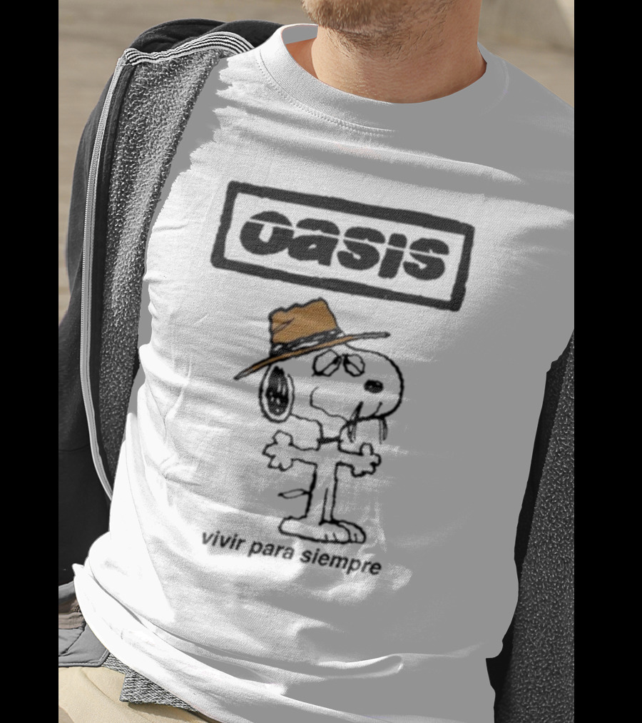 Snoopy Oasis Vivir Para Siempre Taza Café En El Desierto Icono Vintage T-Shirt