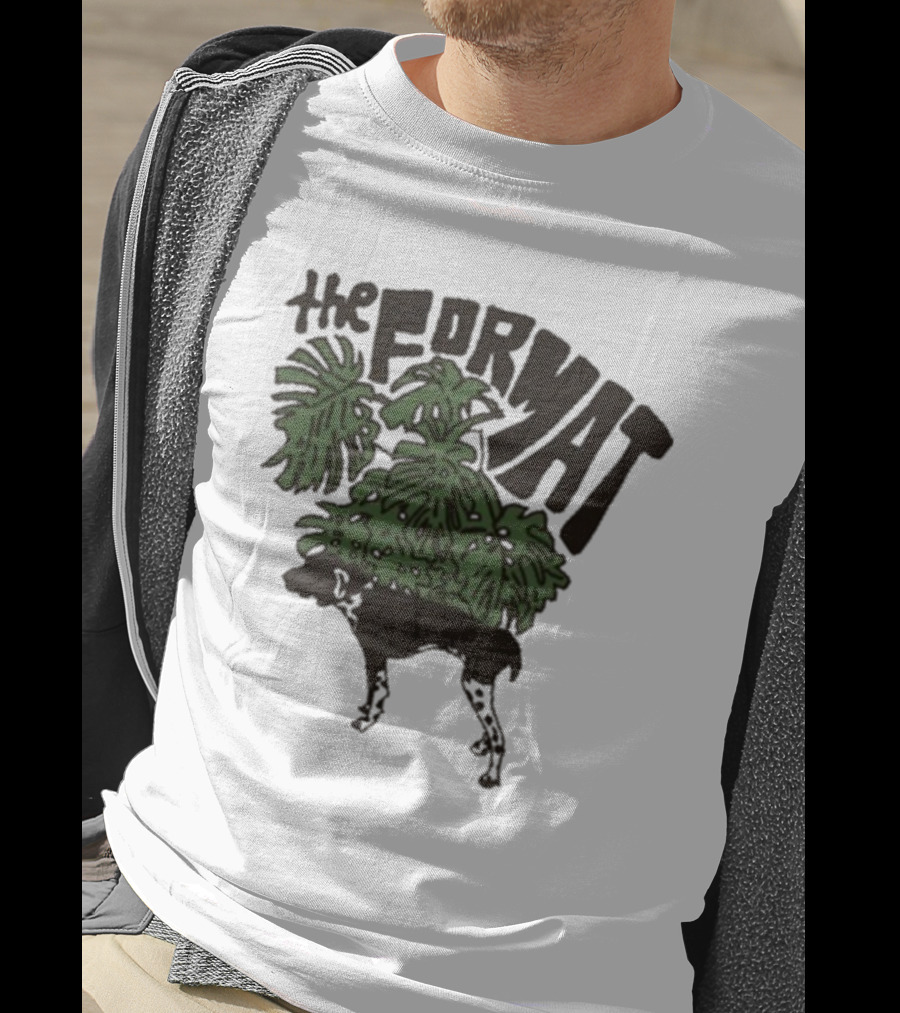 The Format Tropical Leaves And Dog Mustard T-Shirt