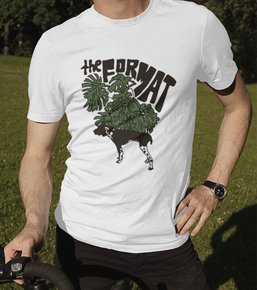 The Format Tropical Leaves And Dog Mustard T-Shirt