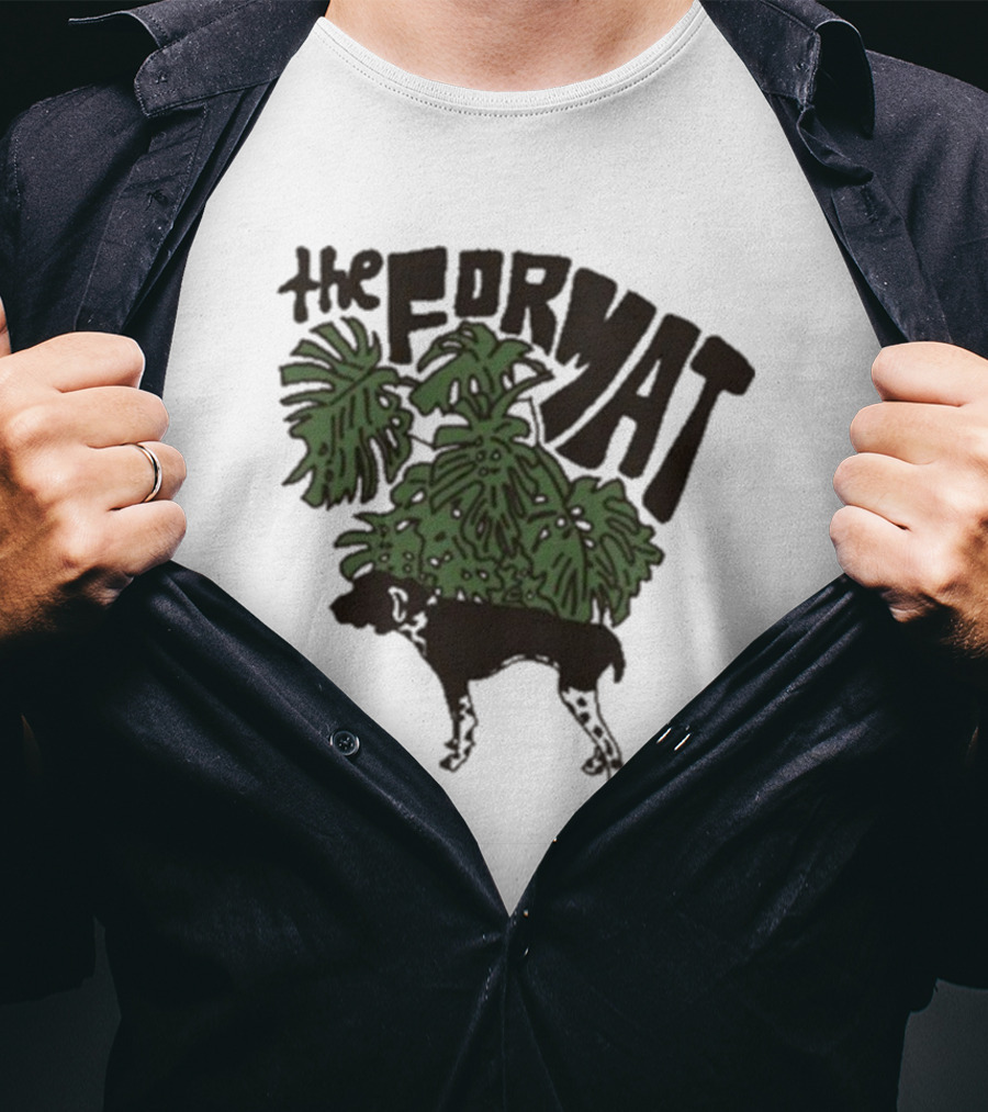 The Format Tropical Leaves And Dog Mustard T-Shirt
