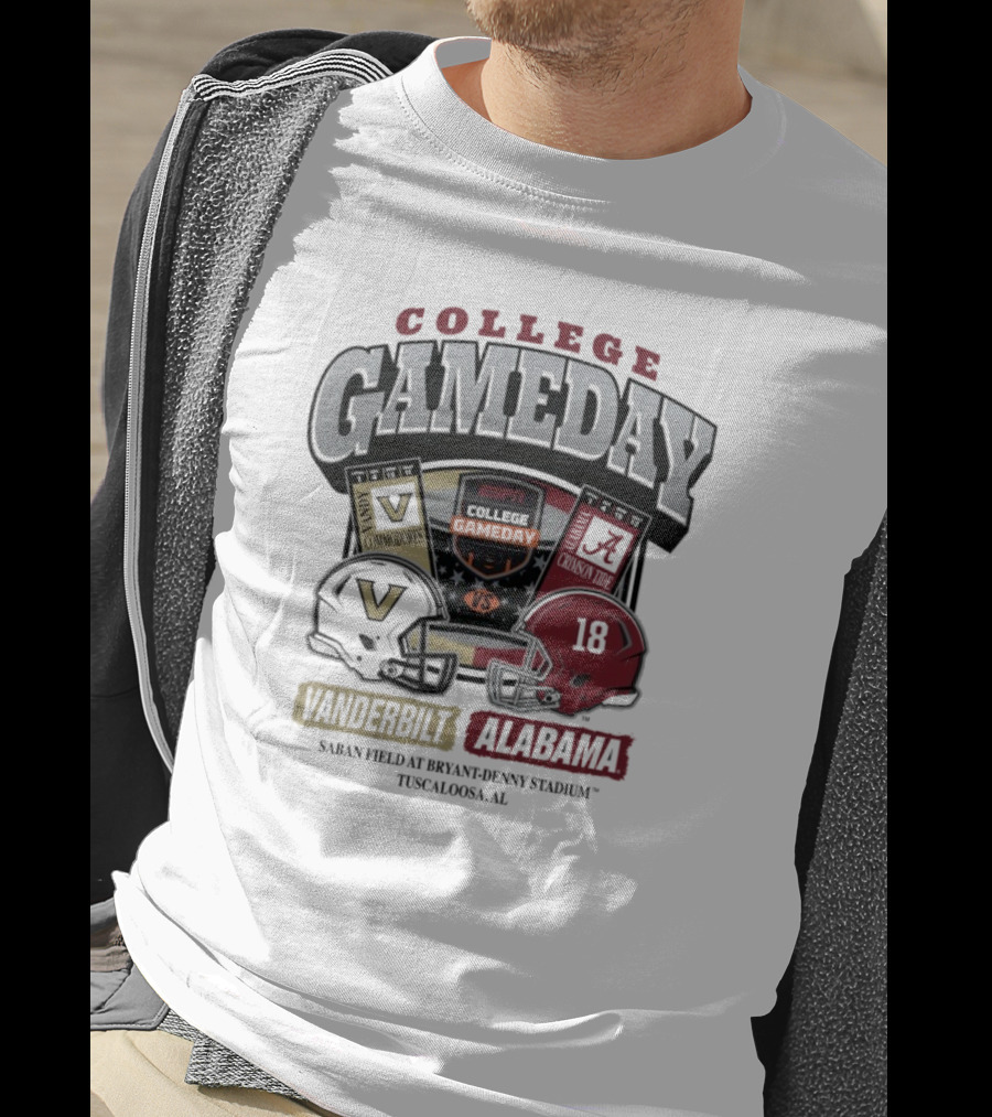 College GameDay Vanderbilt Commodores Vs Alabama Crimson Tide Saban Field Bryant Denny Stadium Tuscaloosa 2025 T-Shirt