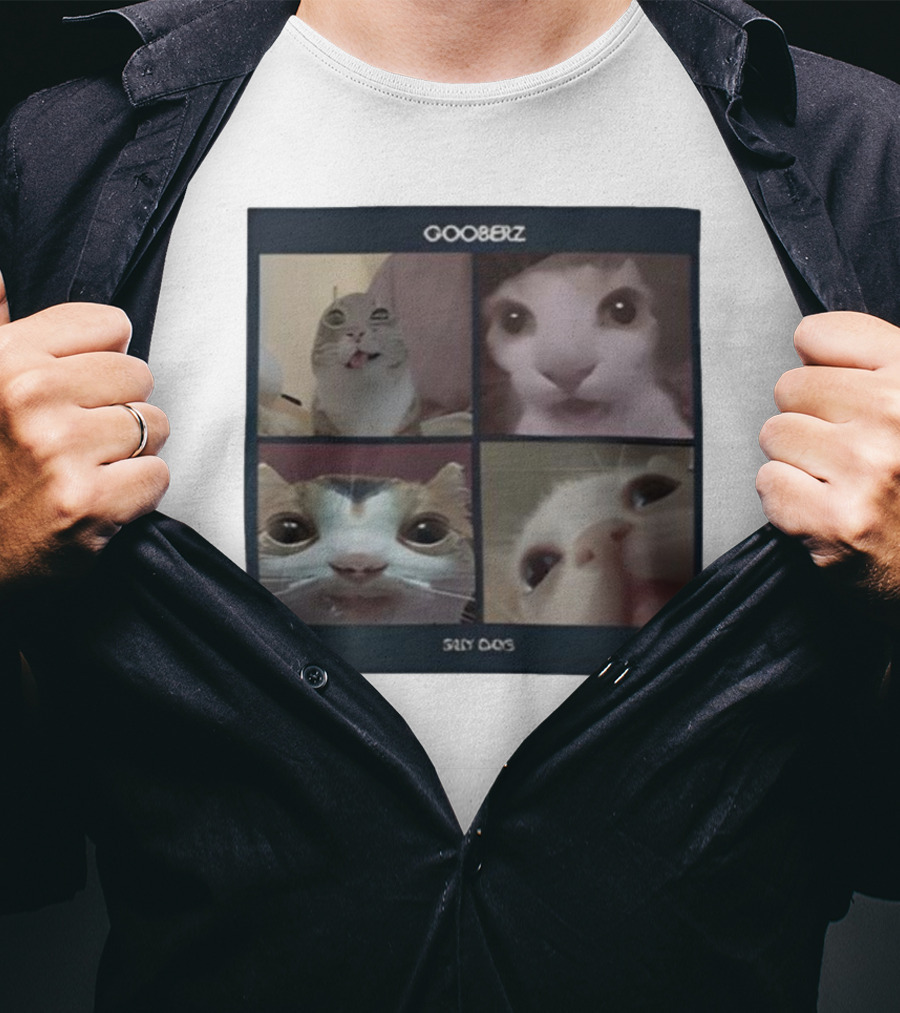 Gooberz Silly Days Funny Cat Faces Collage T-Shirt