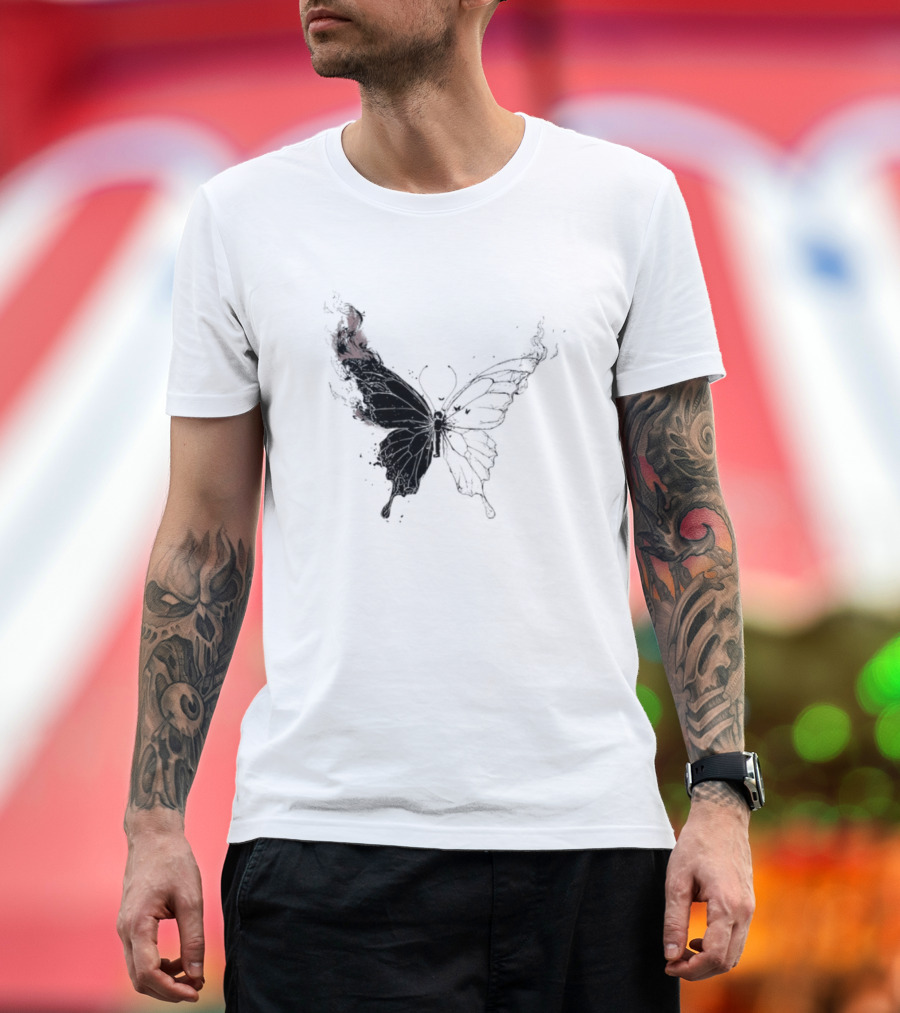 Princess Goes Butterfly Diagram Black Wings Illustration T-Shirt