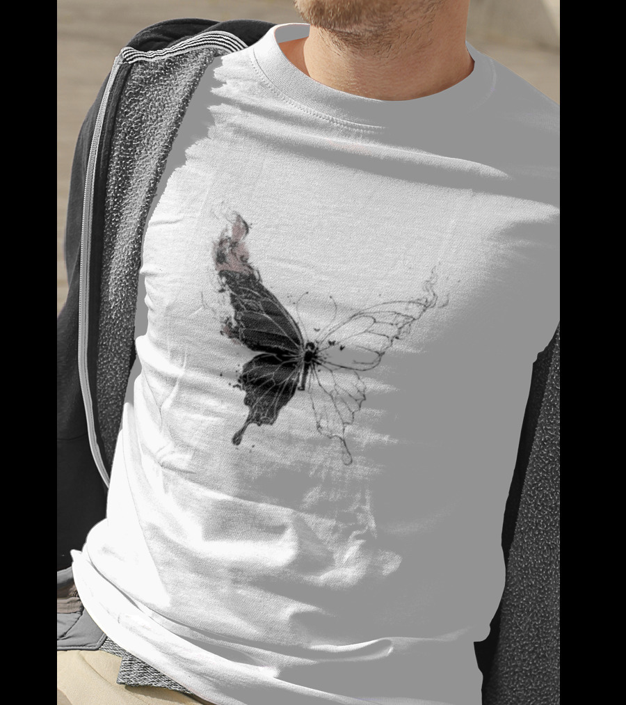 Princess Goes Butterfly Diagram Black Wings Illustration T-Shirt