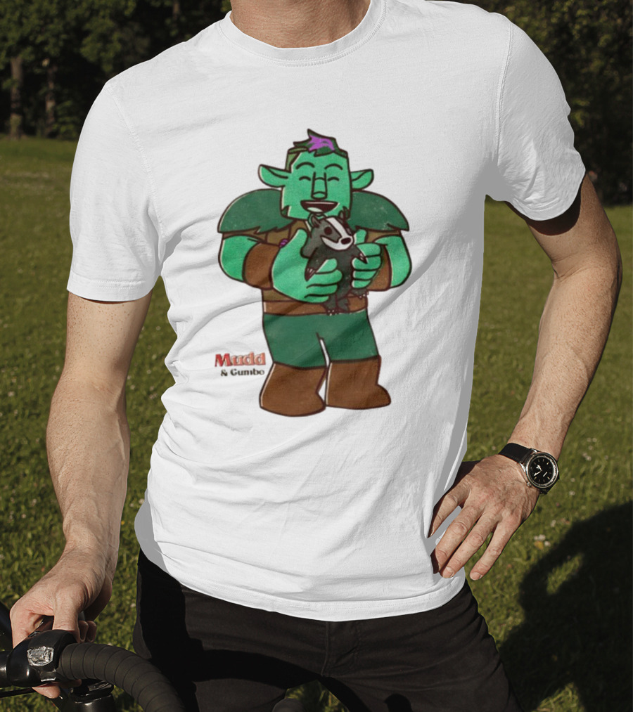 Mudd & Omino Goblin Character Embracing Pet Badger T-Shirt
