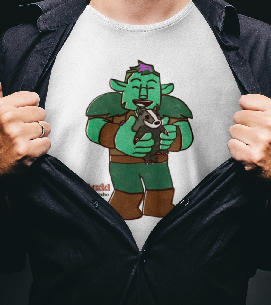 Mudd & Omino Goblin Character Embracing Pet Badger T-Shirt