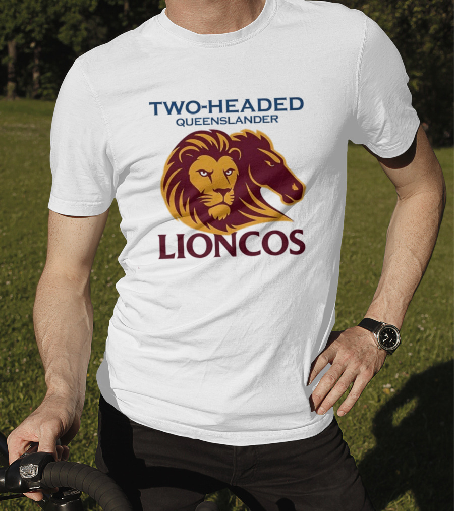 Two Headed Queenslander Lioncos Lion And Horse Head T-Shirt