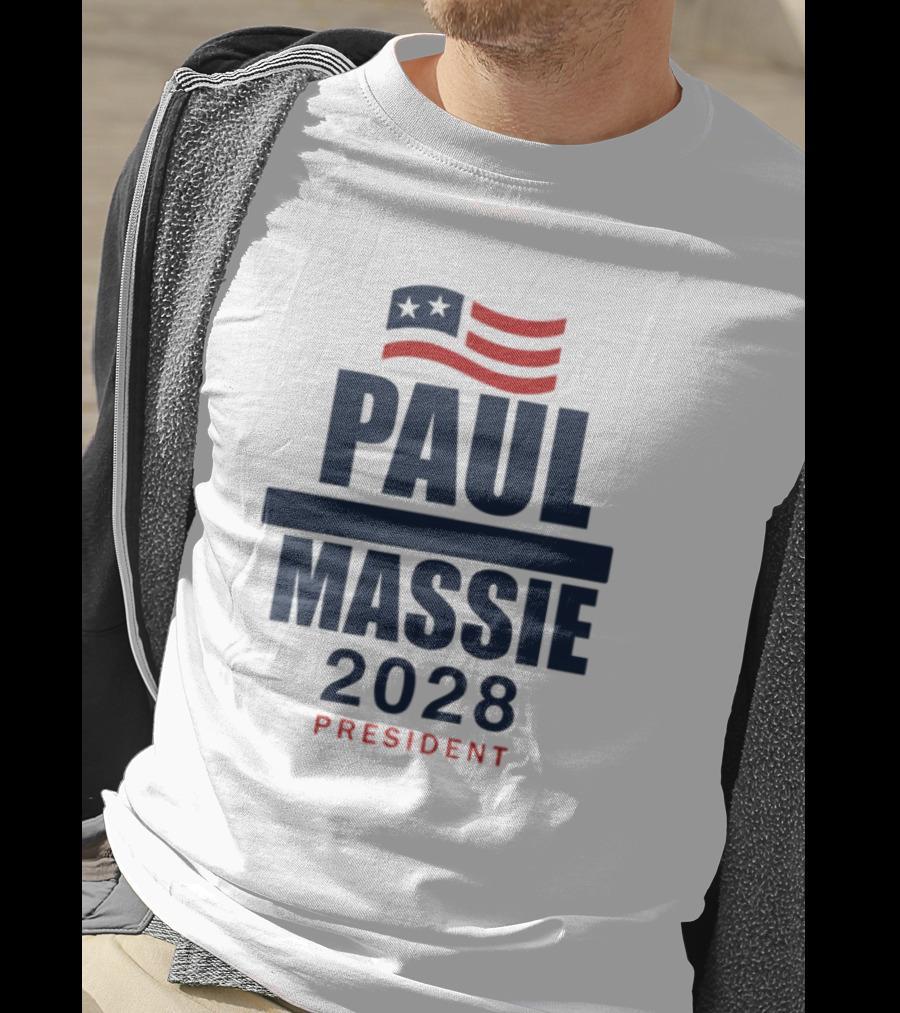Paul Massie 2028 President Campaign With American Flag Icon T-Shirt