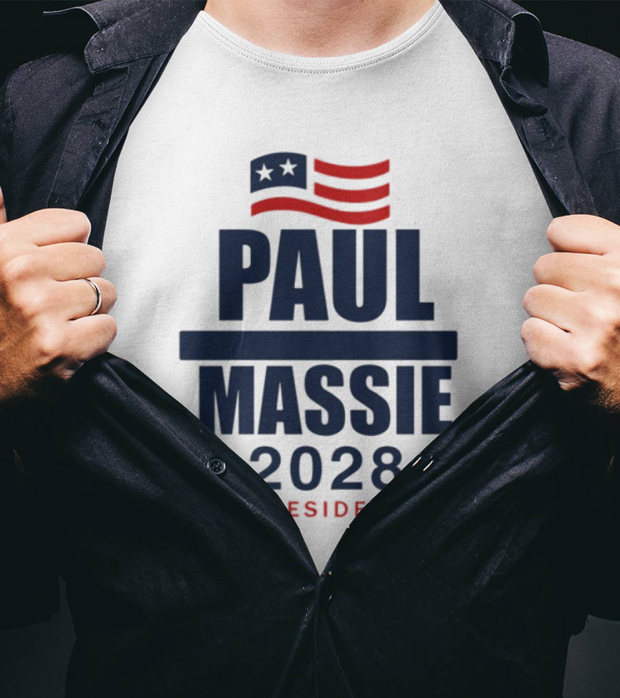 Paul Massie 2028 President Campaign With American Flag Icon T-Shirt