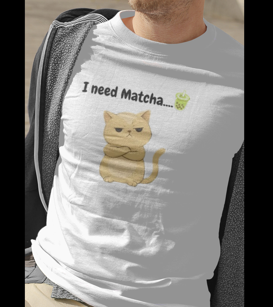 Amran I Need Matcha Grumpy Cat Boba Bubble Tea T-Shirt