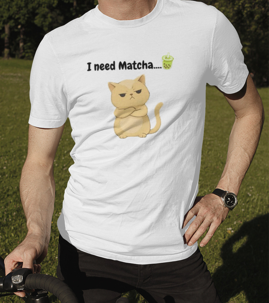 Amran I Need Matcha Grumpy Cat Boba Bubble Tea T-Shirt