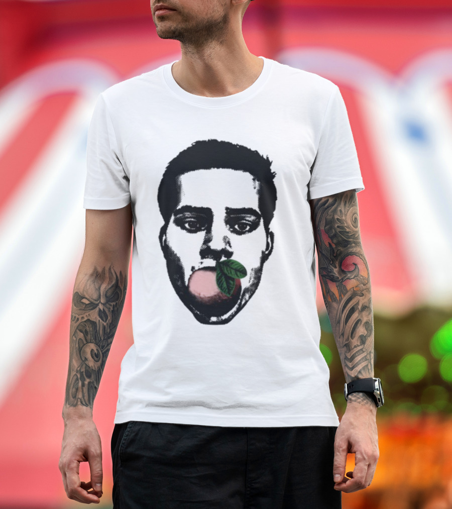 ``` Nick Wilkins Orange Face With Red Apple And Leaves ``` T-Shirt