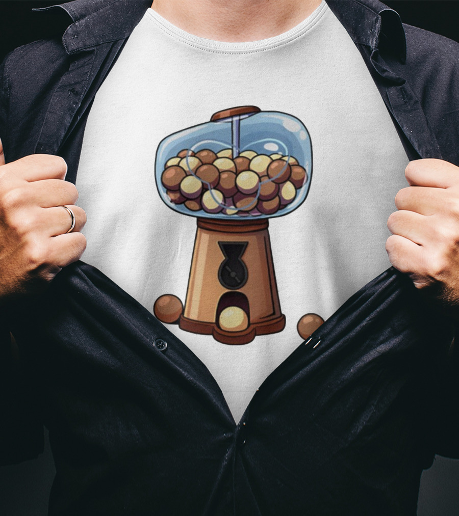 Gum Ball Machine With Brown And Cream Gumballs T-Shirt