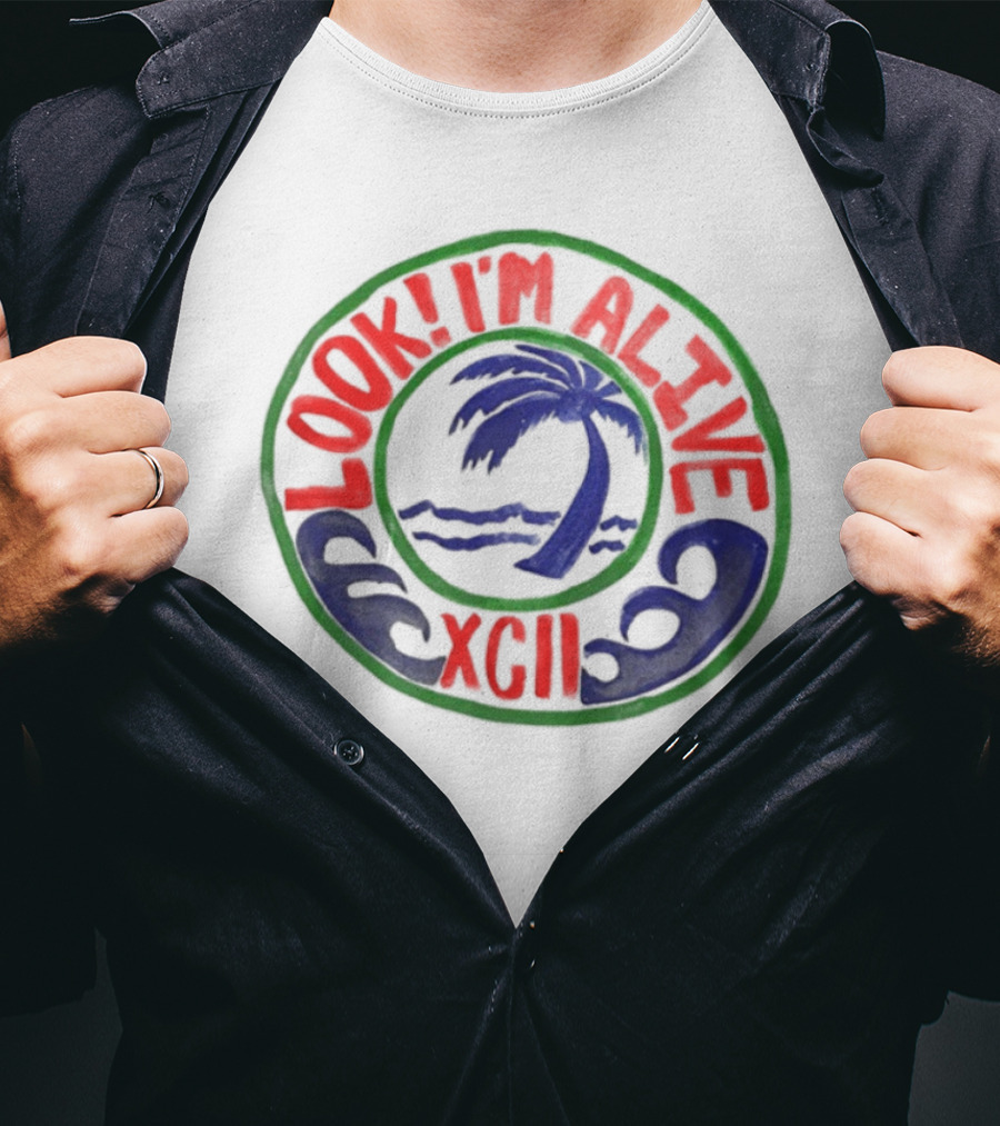 LOOK I'M ALIVE XGII Palm Tree Waves T-Shirt